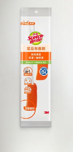 3M™ 百利™ 菜瓜布瓶刷-橘-1柄2刷頭