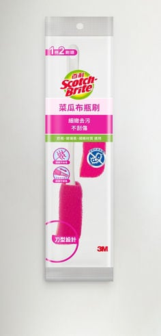 3M™ 百利™ 菜瓜布瓶刷-粉-1柄2刷頭