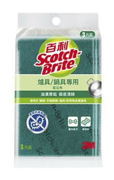 3M™ 百利™ 爐具/鍋具專用菜瓜布3片裝(大綠)
