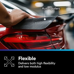 This is an infographic of 3M™ Scotch-Weld™ Polyurethane Adhesive DP6605NS, Image 2. FLEXIBLE: Delivers both high flexibility and low modulus.