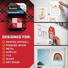 Scotch® Removable Mounting Squares, Doubled-Sided, B+ image 2. Enhanced content, key visual.