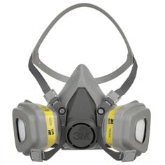 Kit Respirador Reutilizável Semifacial 3M™ 6200 para Pintura com Cartucho Químico 6001, Filtro 5N11 e Retentor 501