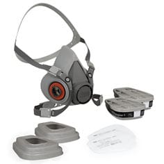 Respirador Reutilizável 3M™ 6200 com Cartucho Químico 6003, Filtro 5N11 e Retentor 501