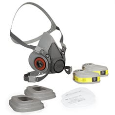 Kit Respirador Reutilizável Semifacial 3M™ 6200 para Pintura com Cartucho Químico 6001, Filtro 5N11 e Retentor 501