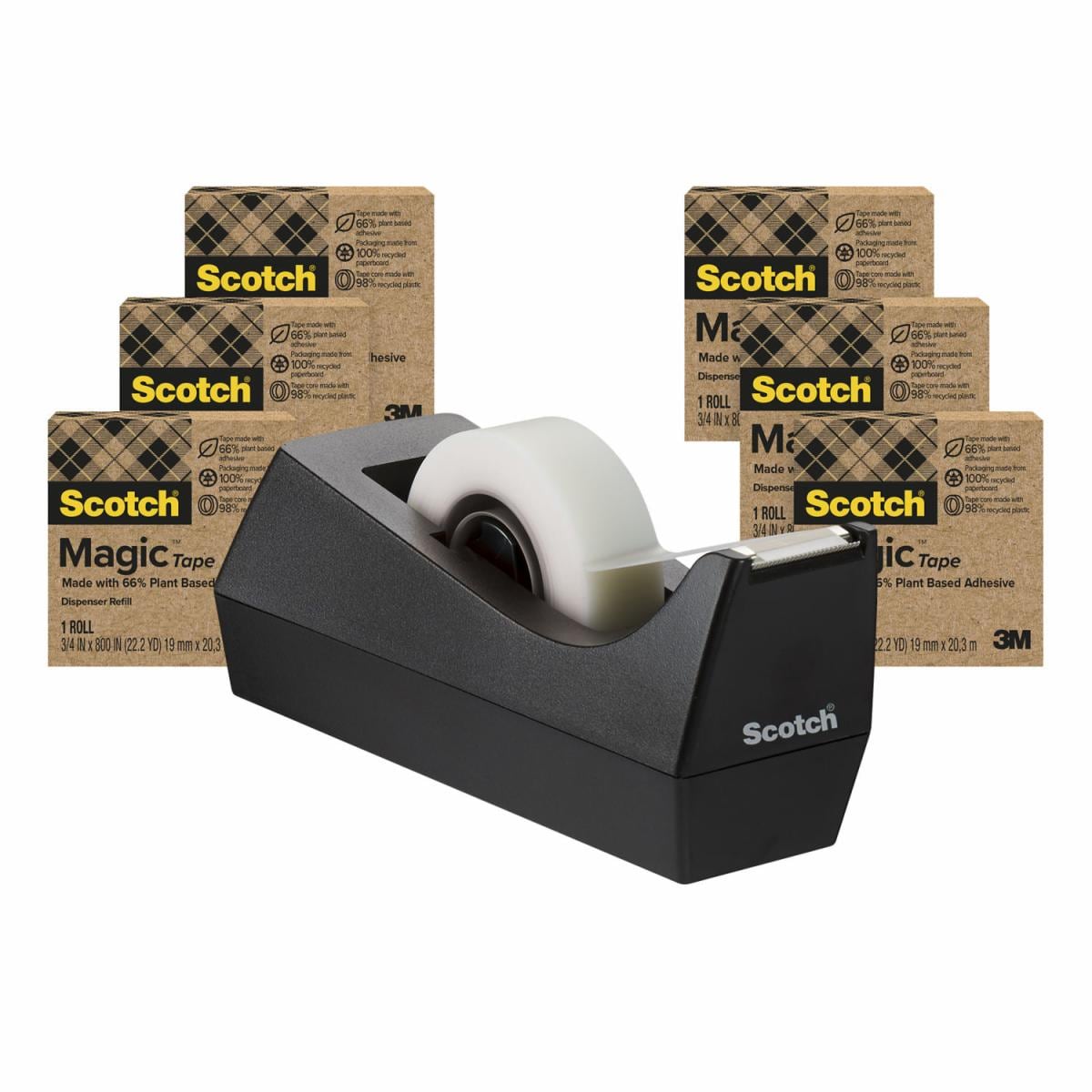 Scotch Magic Tape Made with 66% plant-based adhesive 812-6PC38