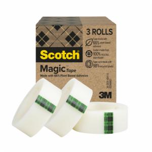 Scotch Magic Tape Made with 66% plant-based adhesive 812-3P, 3/4 in x 900 in (19mm x 22.8 m) 3 packimage