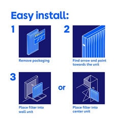 Filtrete™ B Plus image highlighting 1 inch filter easy install message for ecommerce use.