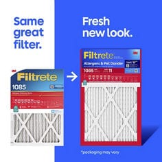 Filtrete™ MPR 1085 image showing updated new packaging content.
