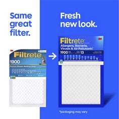 Filtrete™ MPR 1900 image showing updated new packaging content.