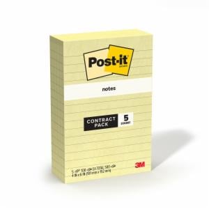 Post-it Notes 660-5CY-SV, Canary, 4x6in, 101x152m, 5 Pack, 100 Sheets, 100% PEFC, SGSCH-PEFC-COC-110078image