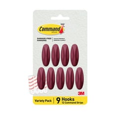 Command™ lto sioc black cherry medium designer hook image, 9 hooks, 12 Command strips, variety pack
