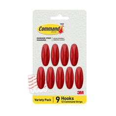 Command™ lto sioc chili pepper medium designer hook image, 9 hooks, 12 Command strips, variety pack