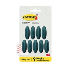Command™ lto sioc twilight medium designer hook image, 9 hooks, 12 Command strips, variety pack