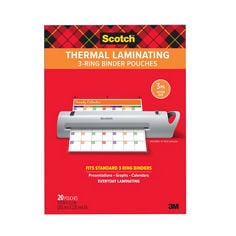 Scotch®, Thermal Laminating  3 Ring Binder Pouches, TP3854-20B, Main Image, Fits Standard 3 Ring Binders, Everyday Laminating, 3 mil Letter Size, 20 Pouches, 11.4 IN x 9.2 IN (292mm x 235mm) Each.