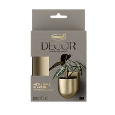 Command™ Décor DCR03BR In Package English straight  image, brass Metal Wall Planter, Twist Project, Décor Collection