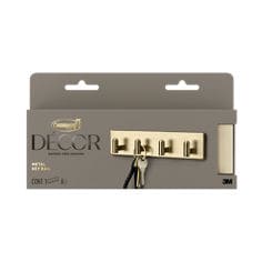Command™ Décor DCR05BR In Package English straight image, brass Hook Rail, Twist Project, Décor Collection