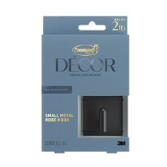 Command™ Décor DCRB01MB In Package English straight image, Twist project, Décor collection, matte black small metal robe hook