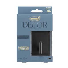 Command™ Décor DCRB02MB In Package English straight image, Twist project, Décor collection, matte black large metal towel hook