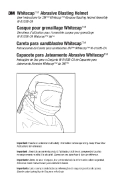 3M™ Whitecap™ Abrasive Blasting Helmet Assembly W-8100, White, and W-8100B, Black User Instructions