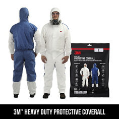 3M™ Heavy Duty Protective Coverall L, 94535, Out of Package and In Package, with Text Overlay, Key Visual