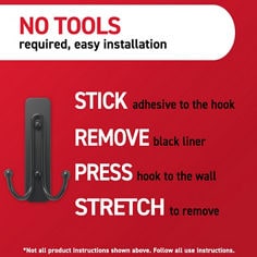 Command™ BATH33MB no tools bplus image, black matte large hook