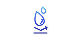 blue gradient water droplet icon with an arrow showing easy to clean