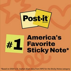 Post-it® Sunburst Collection B+ Image, America's favorite Sticky Note.