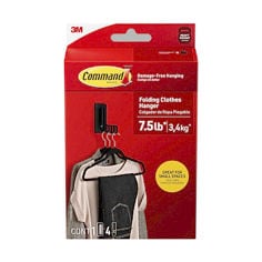 Command™ 17029BLK-ES In Package center image, Black folding clothes hanger, great for small spaces
