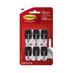 Command™ 17067BLK-ES In Package center image, black small wire hooks, 6 hooks, 8 strips