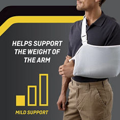 Key visual highlighting the support level of the FUTURO™ Adjustable Arm Sling, 46204ENR.