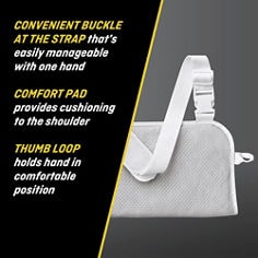 Key visual showcasing key benefits of the FUTURO™ Adjustable Arm Sling, 46204ENR.