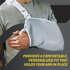 Key visual highlighting the personalized fit feature of the FUTURO™ Adjustable Arm Sling, 46204ENR.