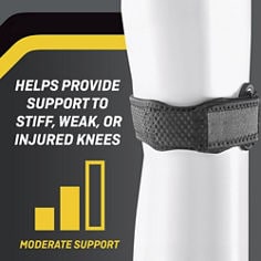 Key visual for the FUTURO™ Adjustable Knee Strap, 09189ENR, highlighting the product’s support level.