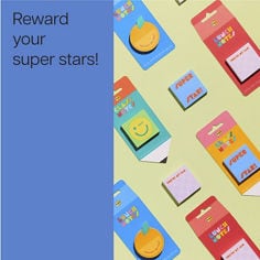Render of Post-it® Lunch notes. Reader: Reward your super stars.