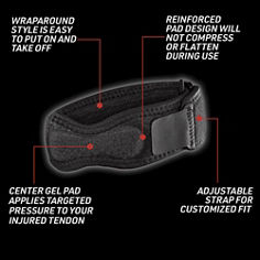 ACE™ Adjustable Knee Strap, 907008, B+ key visual featuring the product’s key benefits.