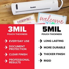 Scotch™, Thermal Laminating Construction Paper Pouches, Thickness Key Visual.