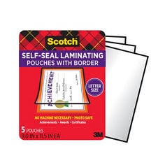 Scotch™, Self Seal Laminating Pouches with black border, Enhanced Out of Pack Product Image.