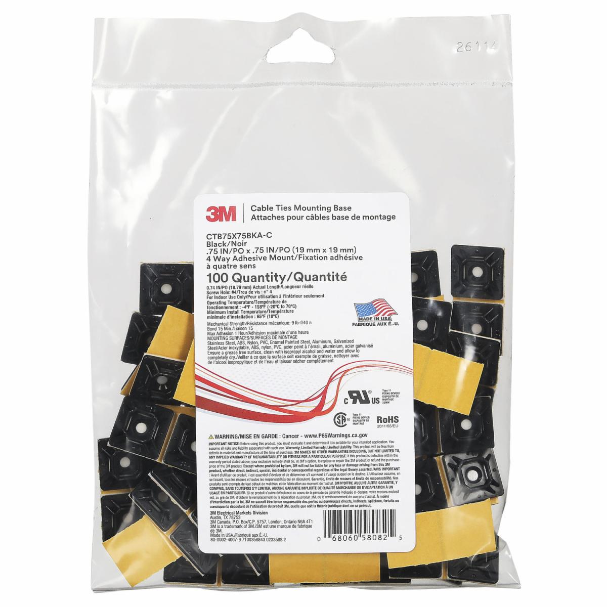 ™ Cable Tie Mounting Base CTB75X75BKA-C