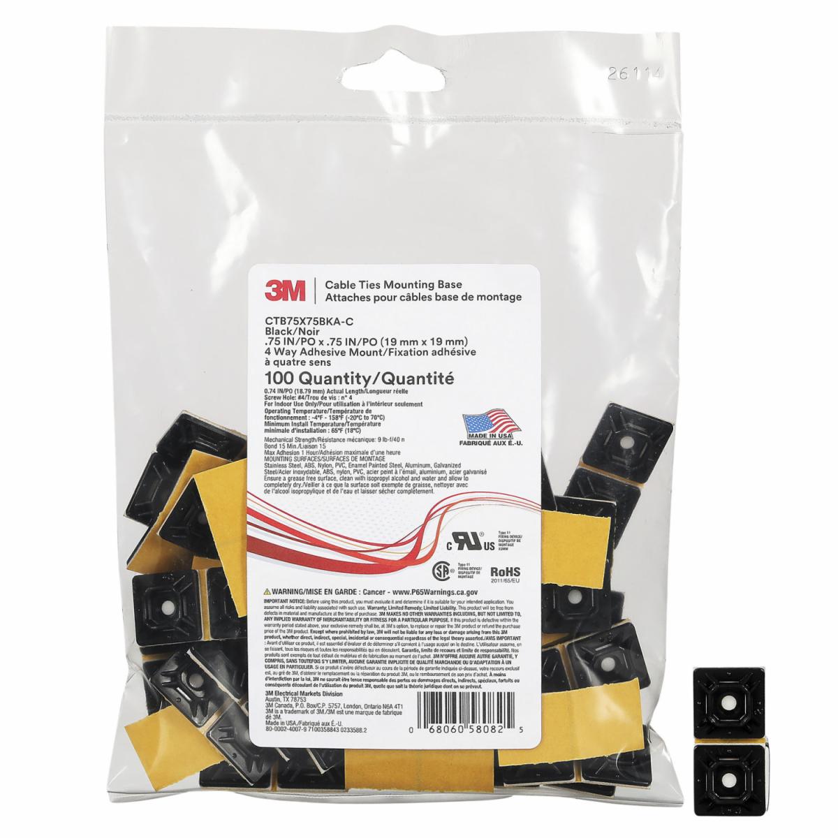 ™ Cable Tie Mounting Base CTB75X75BKA-C