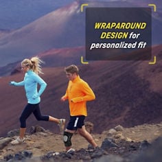 FUTURO™ Adjustable Knee Support, catalog ID 01039ENR, B+ Key Visual 4 highlighting design for fit.