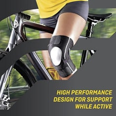 FUTURO™ Adjustable Knee Support, catalog ID 01039ENR, B+ Key Visual 5 highlighting support while active.