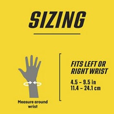 FUTURO™ Adjustable Wrist Support, catalog ID 01036ENR, Wrist Sizing B+ Key Visual.
