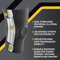 FUTURO™ Adjustable Knee Stabilizer, catalog ID 47550ENR, B+ key visual featuring an adjustable supportive knee brace.