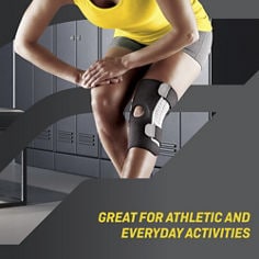 FUTURO™ Adjustable Knee Stabilizer, catalog ID 47550ENR, B+ key visual for use during everyday activities.