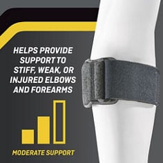 FUTURO™ Tennis Elbow Support Adjustable, catalog ID 45975ENR, B+ key visual featuring the elbow support.
