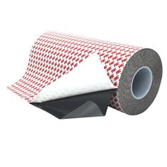A roll of 3M Double Coated Tape with a corner lifted to show separation from liner and underside of adhesive