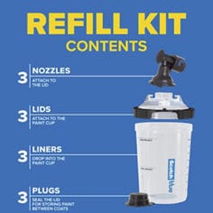 ScotchBlue Easy Clean Print Sprayer Refill Kit contents displayed