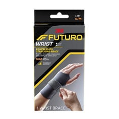 In Package center product image of FUTURO™ Compression Stabilizing Left Wrist Brace S/M, catalog ID 48401ENR.