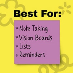 Post-it Neon FizzB+ image Best For: Note Taking, Vision Boards, Lists, Reminders