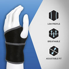 Key Visual image of ACE™ Adjustable Neoprene Wrist Support, catalog ID 203966, featuring product icons.